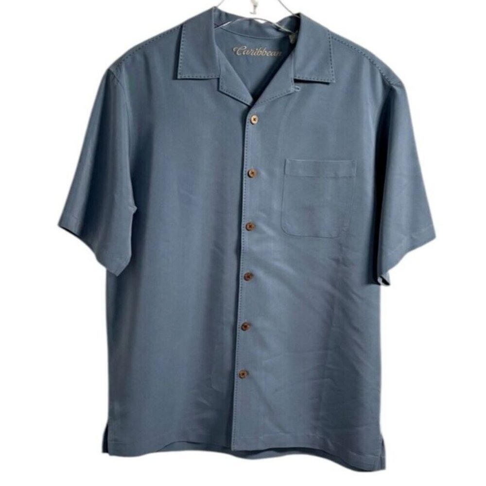 Caribbean Men’s Blue Modal-Blend Camp Shirt - Size M